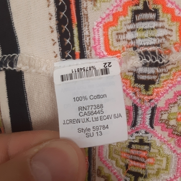 J. Crew Stripe Top With Embroidery Detailing Size Small - Picture 7 of 9